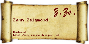 Zahn Zsigmond névjegykártya